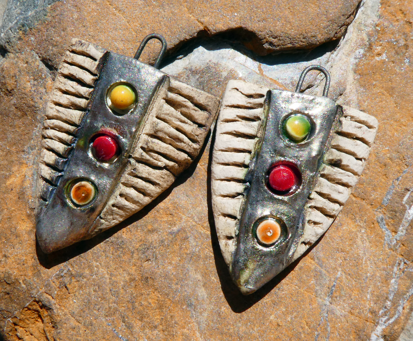 Ceramic Rustic Shield Charms #4