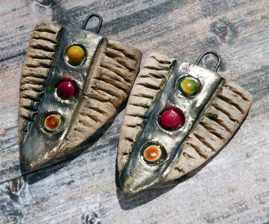 Ceramic Rustic Shield Charms #4