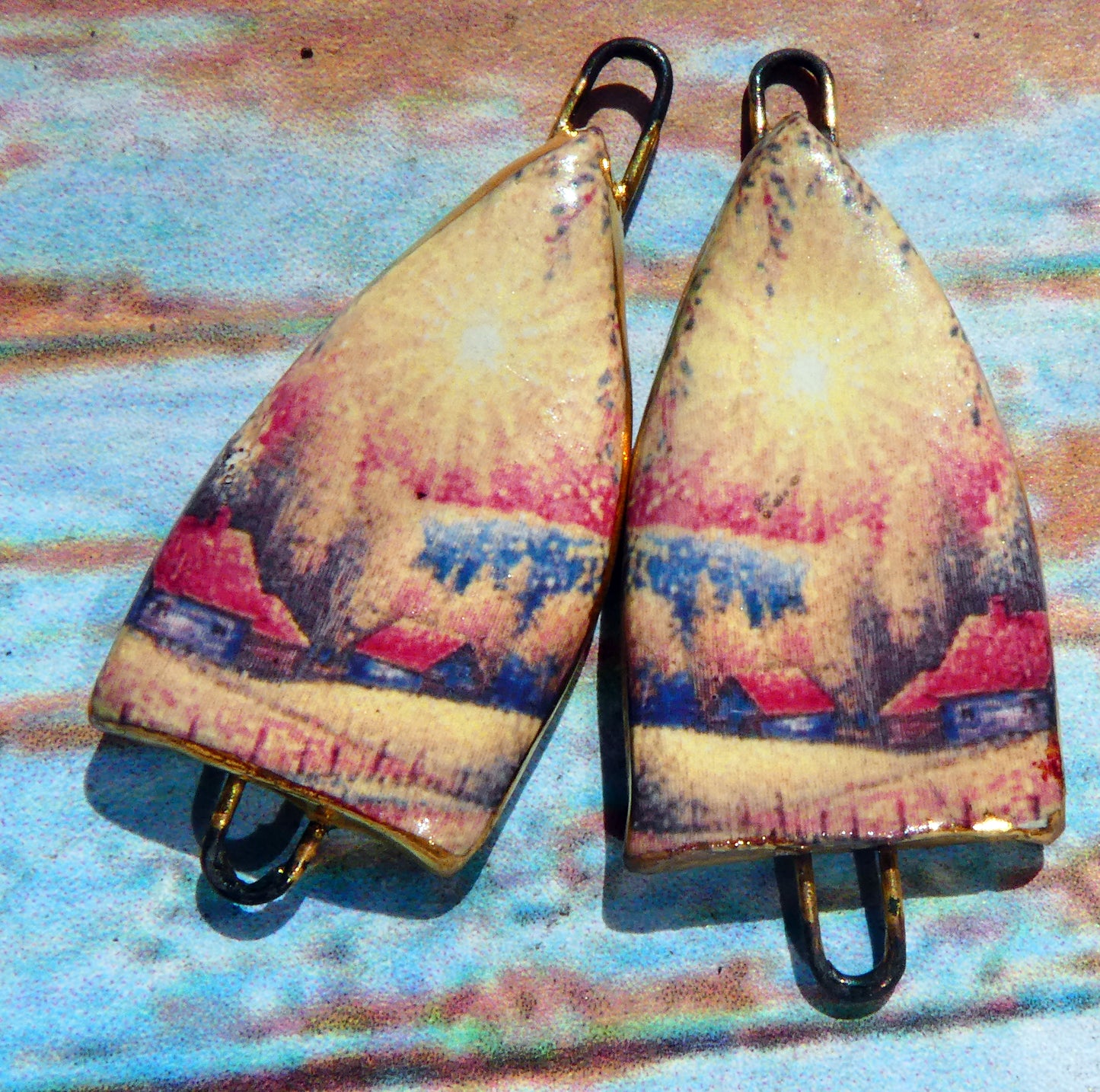Ceramic Summer Scene Decal Arch Connectors - #5