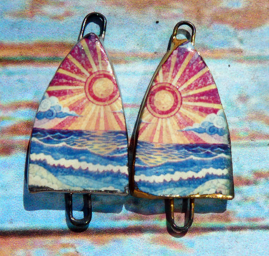 Ceramic Summer Scene Decal Arch Connectors - #7