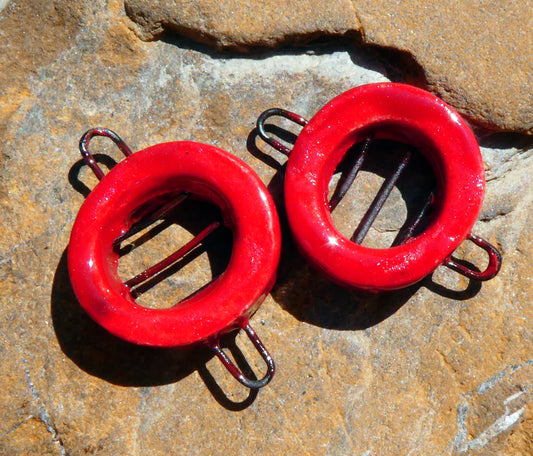 Ceramic Circular Wired Connectors - Red