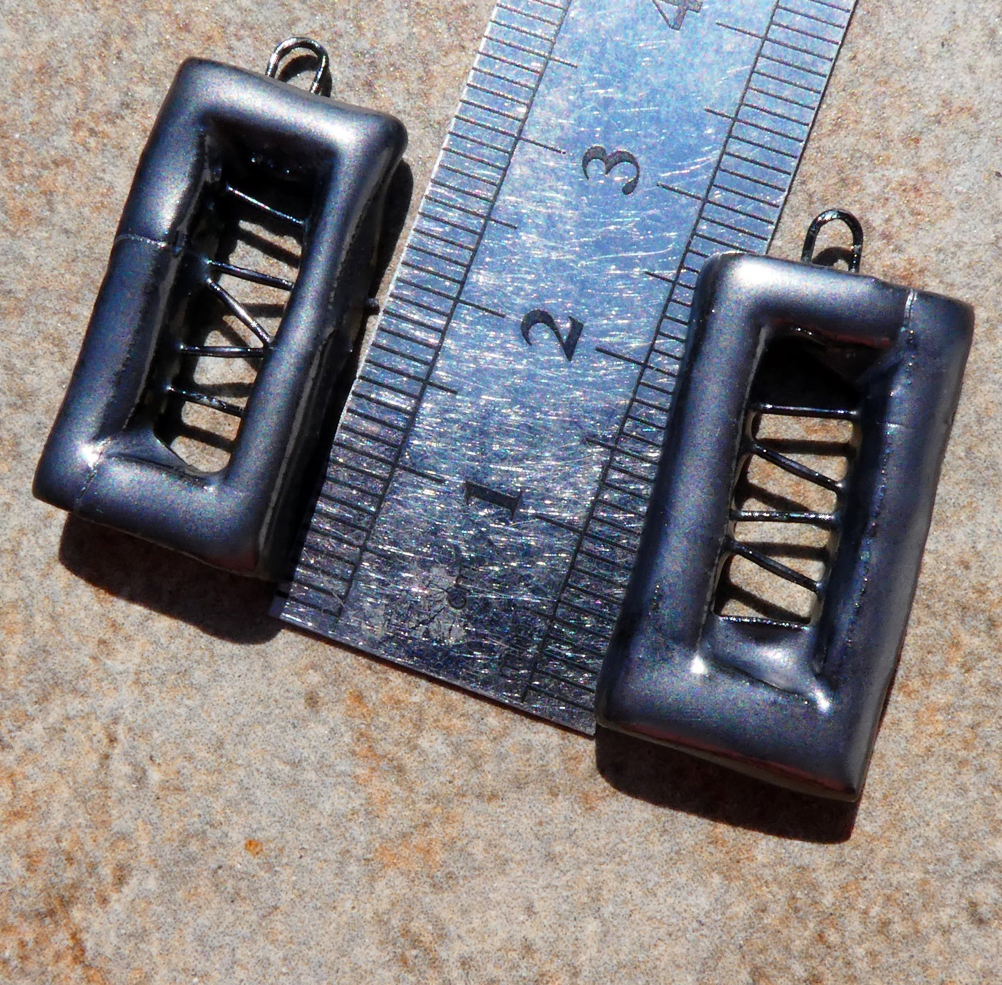 Ceramic Rectangle Wired Connectors - Pewter