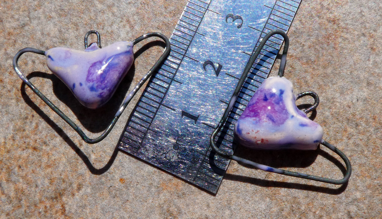 Ceramic Wiry Heart Connectors - Purple Reign