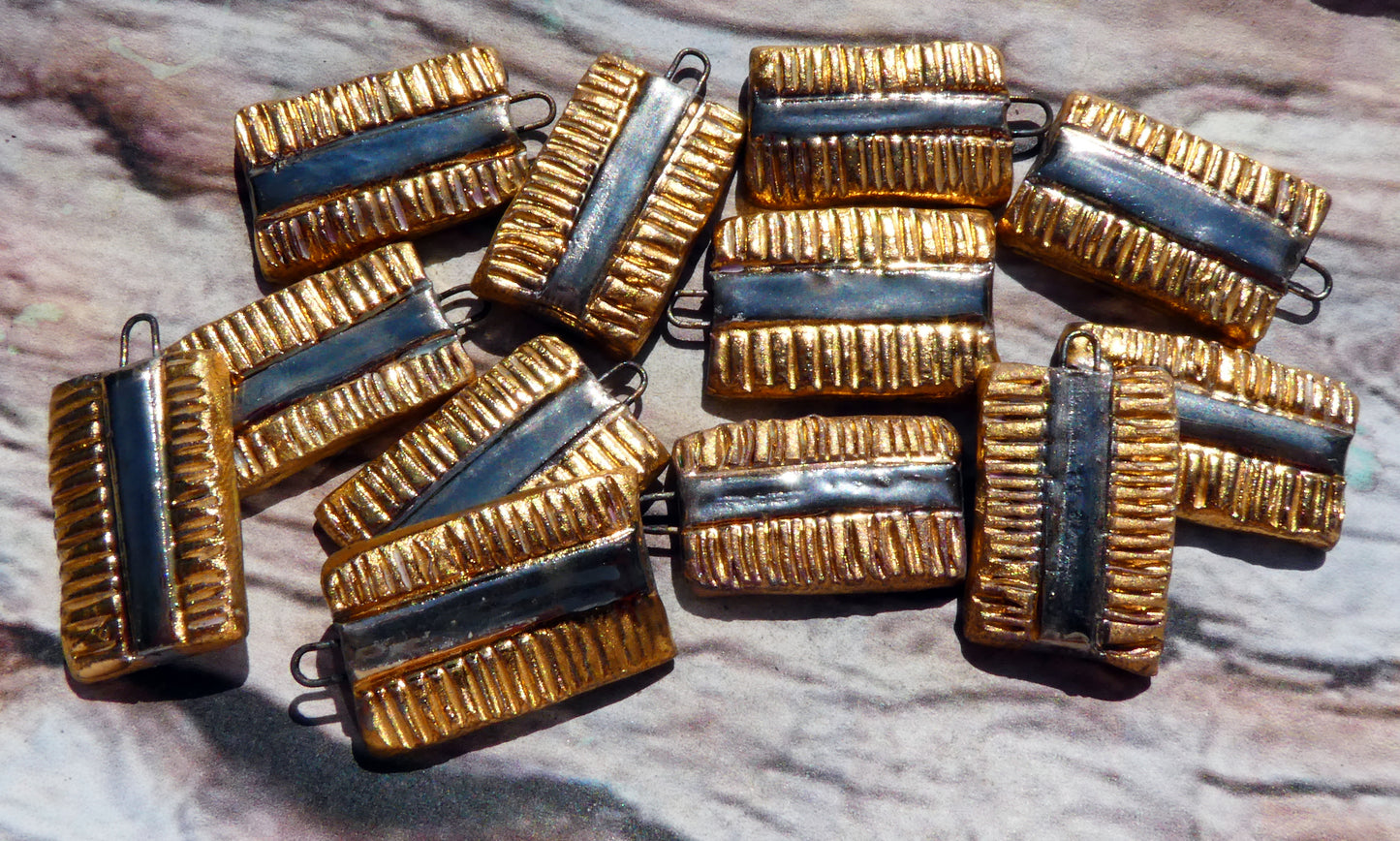 Ceramic Tablet Charms - Matte Gold and Platinum