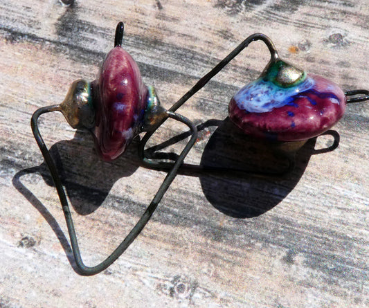 Ceramic Hoopy Disc Connectors - Plum Jelly