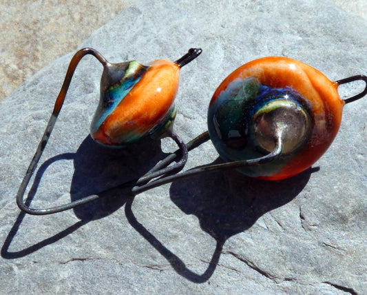 Ceramic Hoopy Disc Connectors - Vermillion Sunburst