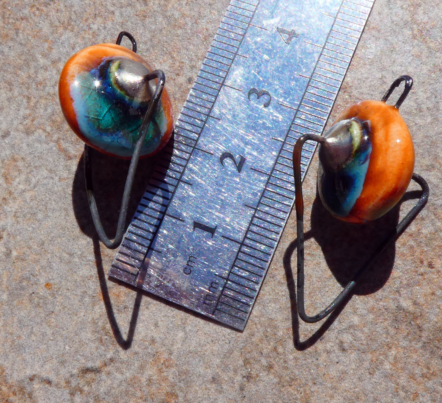 Ceramic Hoopy Disc Connectors - Vermillion Sunburst