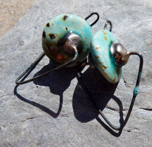 Ceramic Hoopy Disc Connectors - Blue Guppy