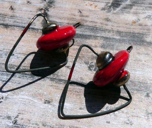 Ceramic Hoopy Disc Connectors - Red