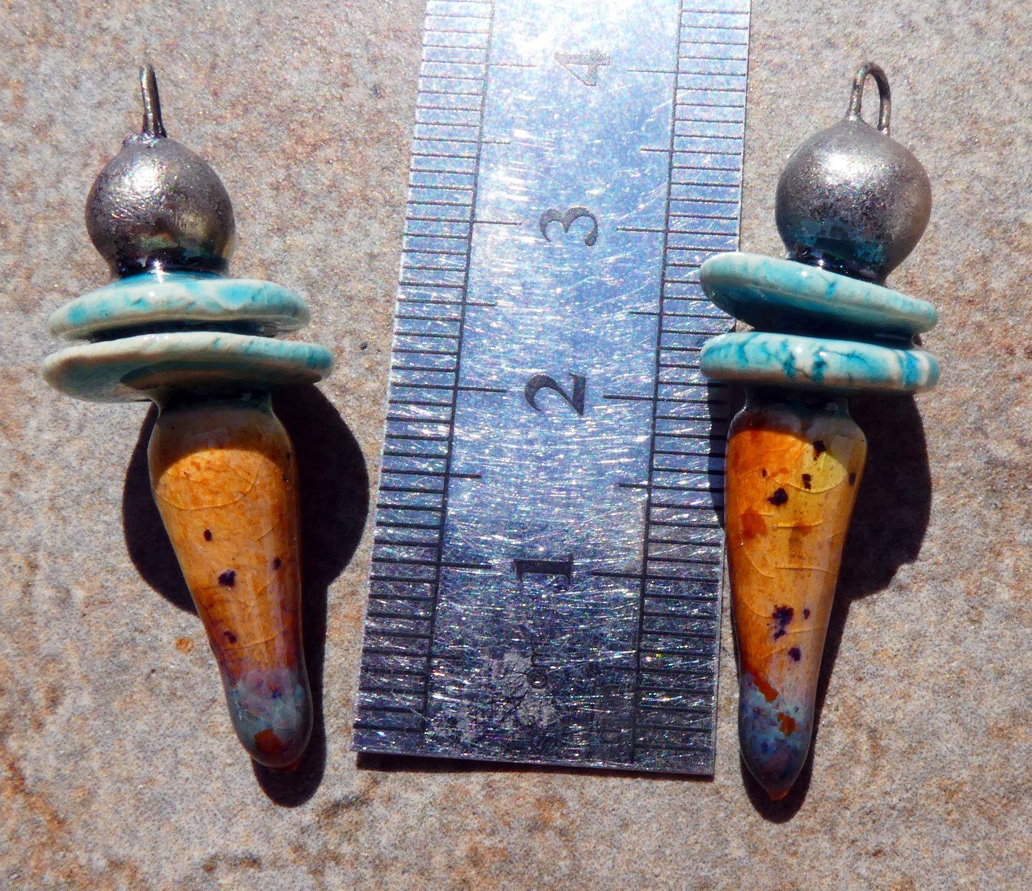 Ceramic Bobble Disc and Spike Stack Charms #1