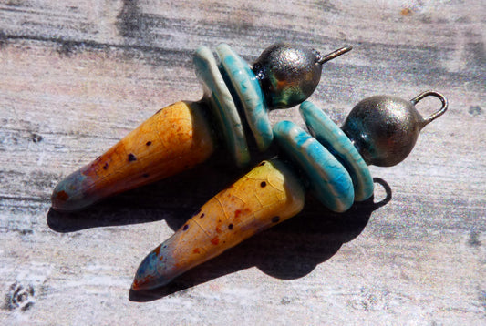 Ceramic Bobble Disc and Spike Stack Charms #1