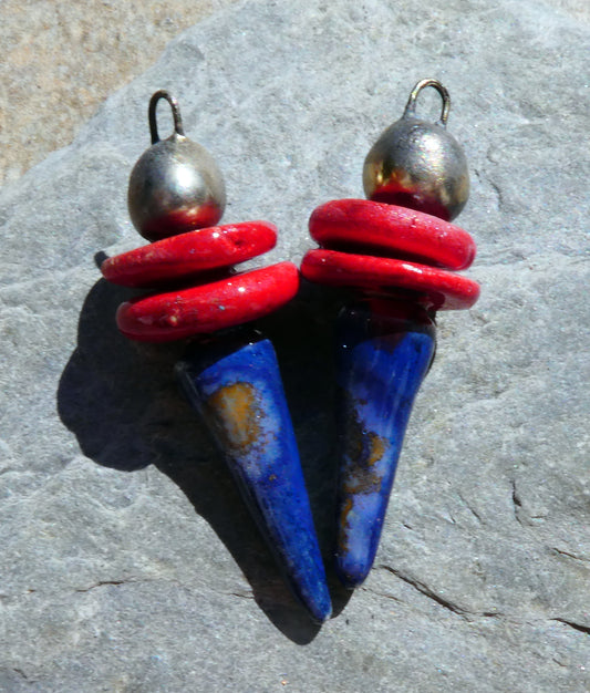 Ceramic Bobble Disc and Spike Stack Charms #2