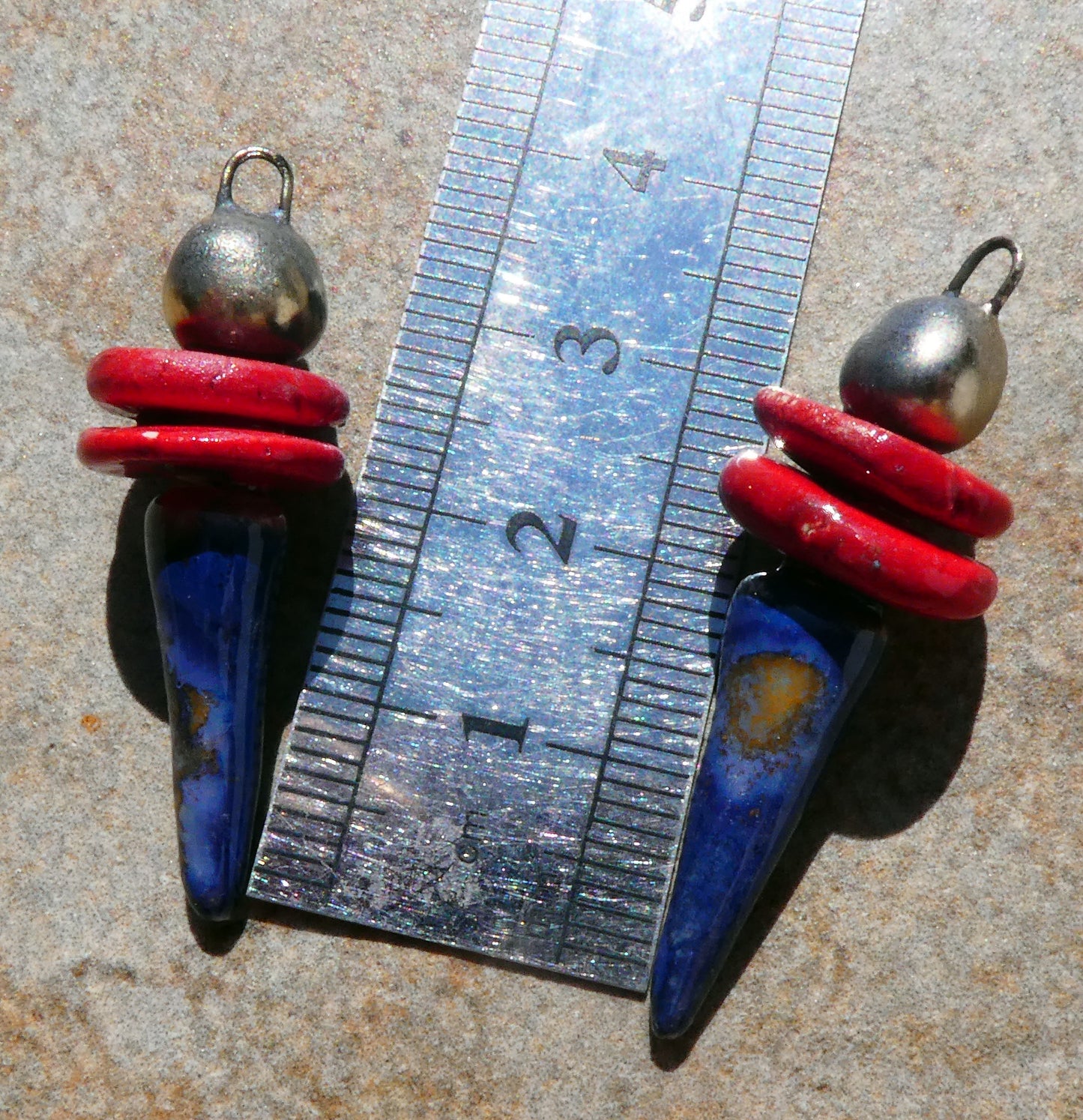 Ceramic Bobble Disc and Spike Stack Charms #2