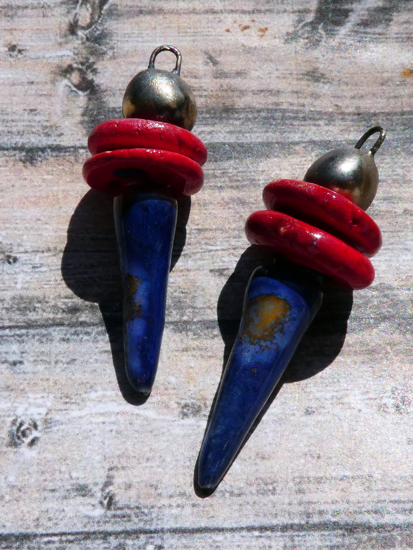 Ceramic Bobble Disc and Spike Stack Charms #2