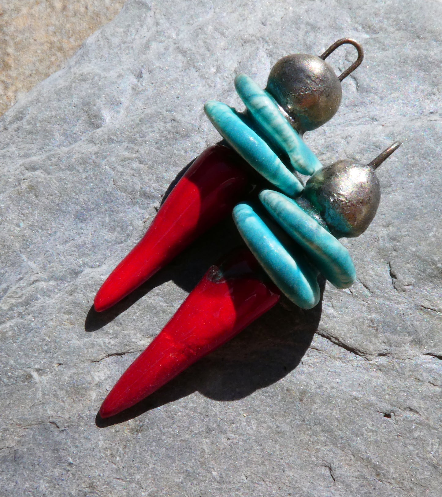 Ceramic Bobble Disc and Spike Stack Charms #3