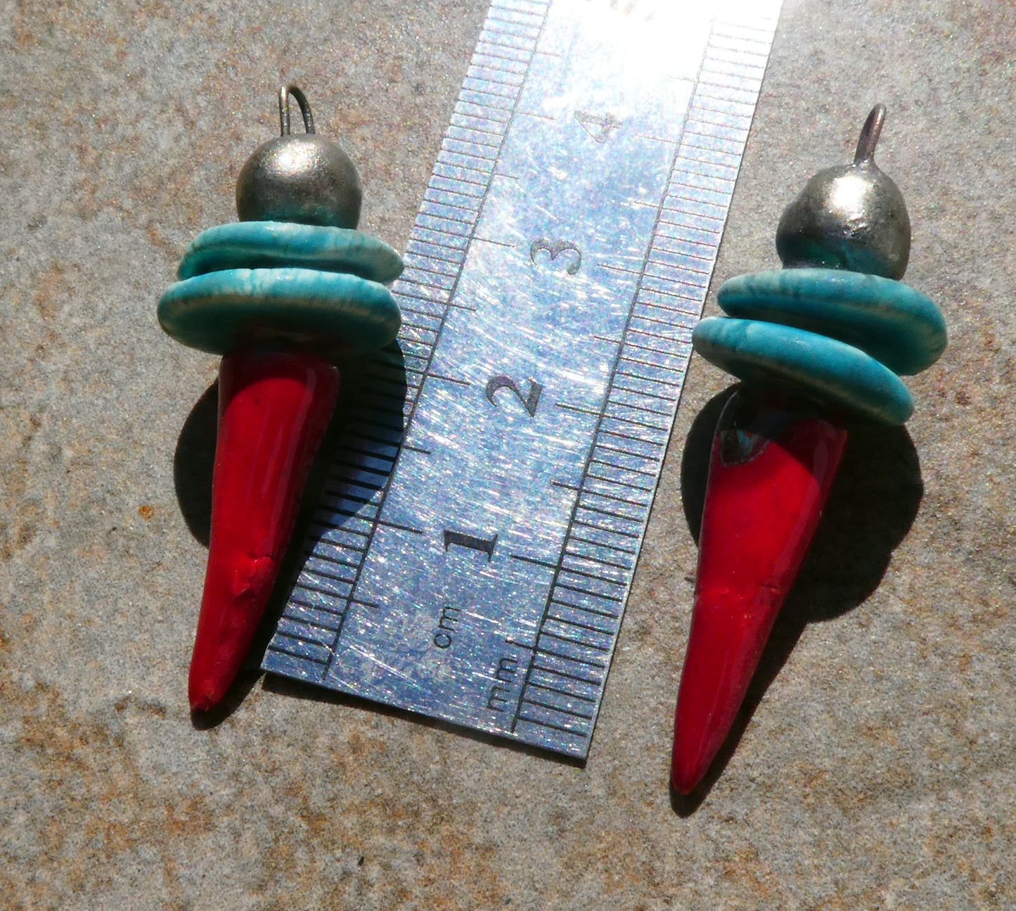 Ceramic Bobble Disc and Spike Stack Charms #3