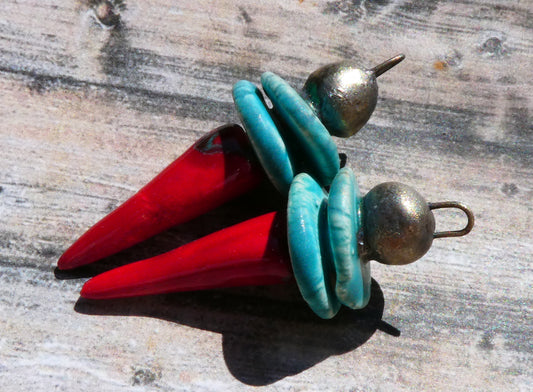 Ceramic Bobble Disc and Spike Stack Charms #3