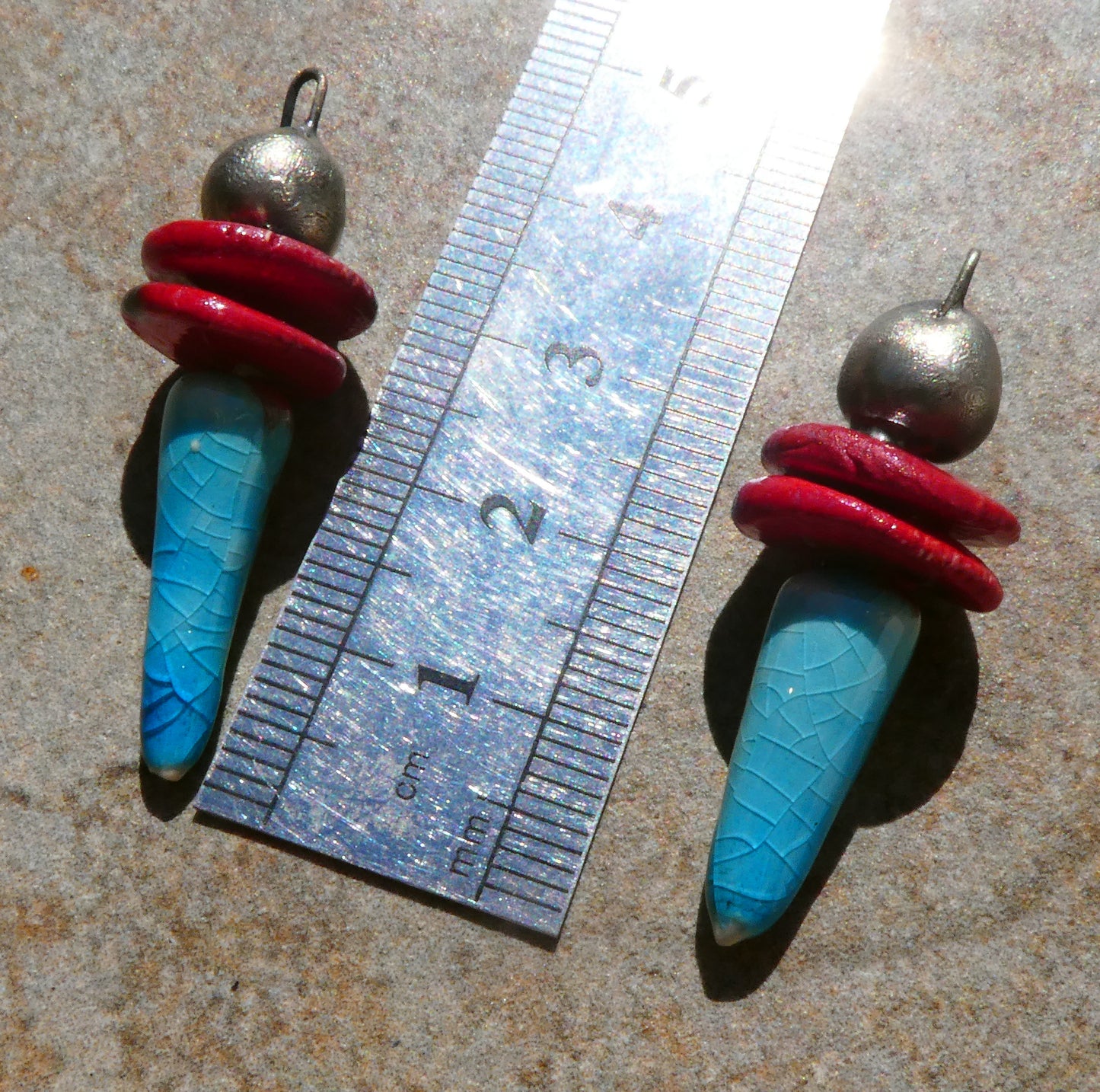 Ceramic Bobble Disc and Spike Stack Charms #5
