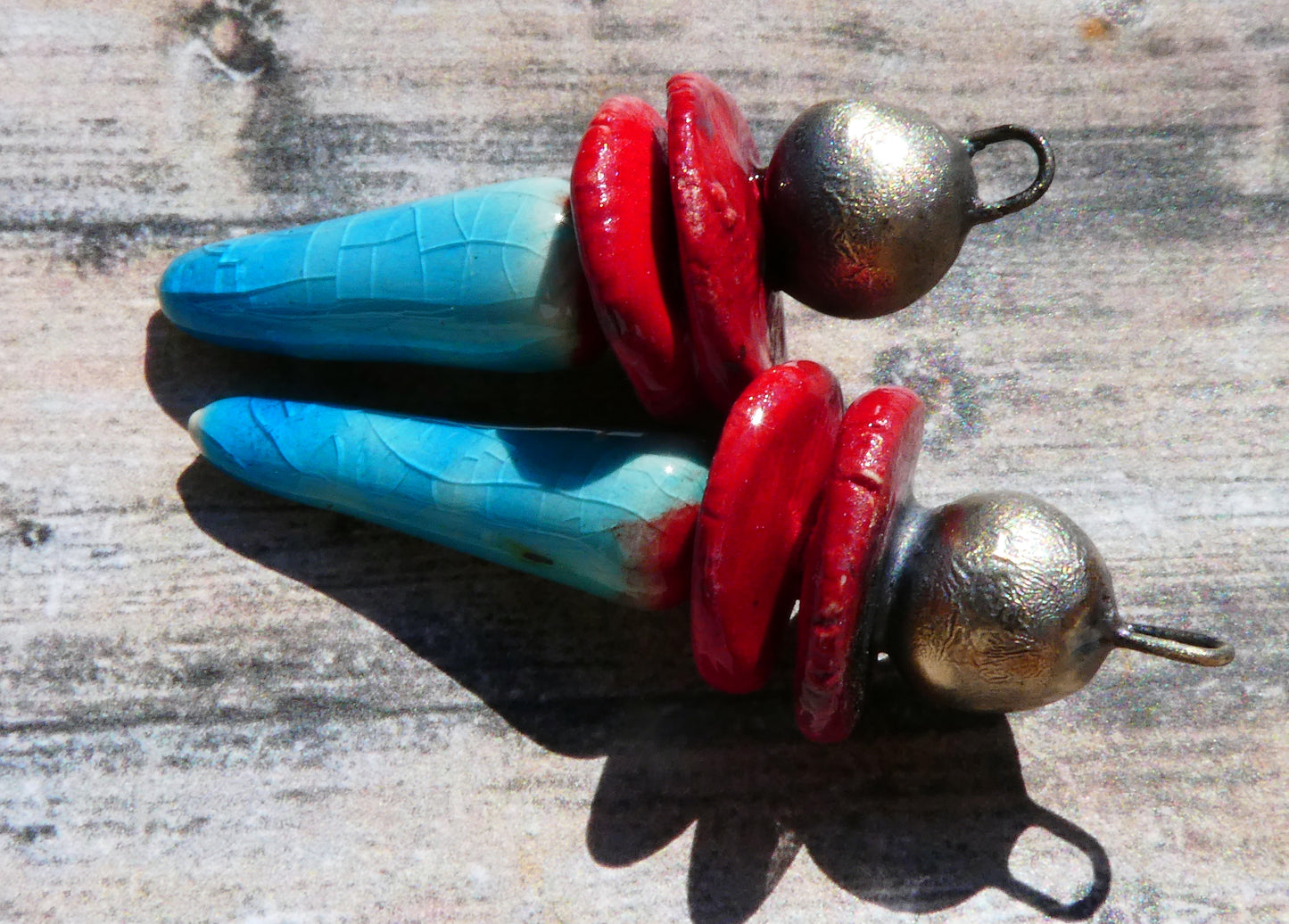 Ceramic Bobble Disc and Spike Stack Charms #5