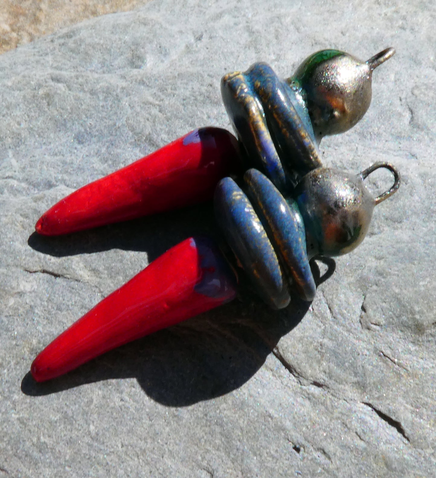 Ceramic Bobble Disc and Spike Stack Charms #6