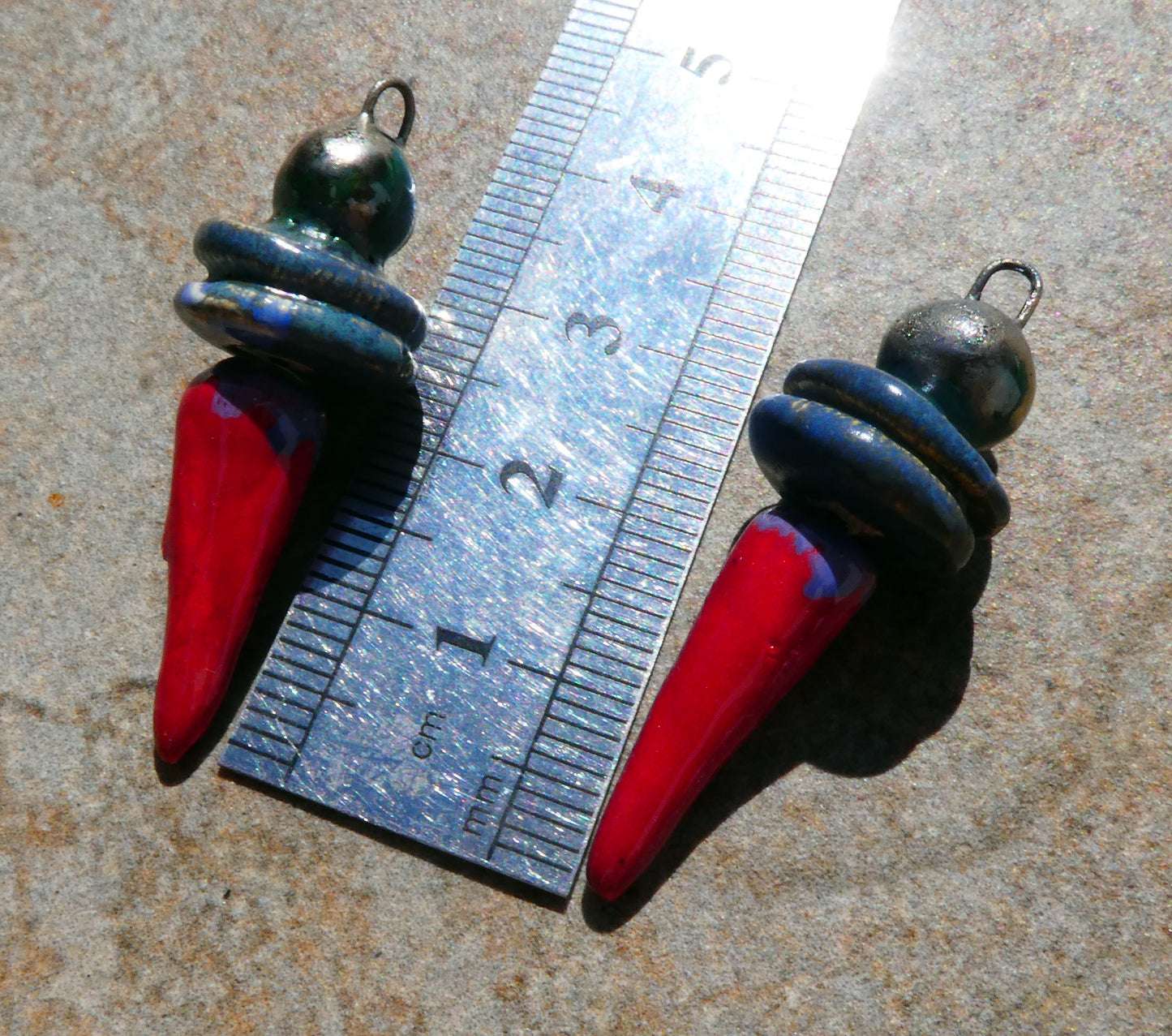 Ceramic Bobble Disc and Spike Stack Charms #6