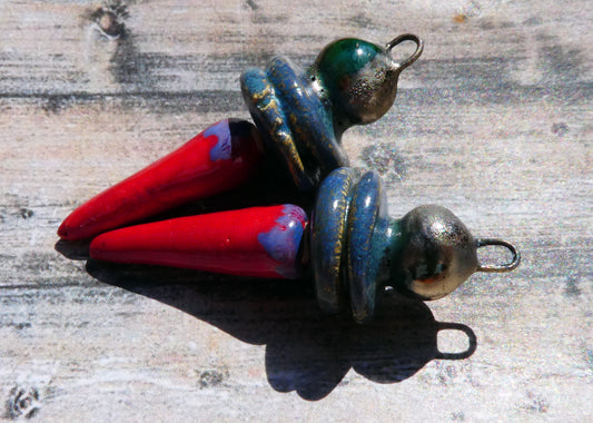 Ceramic Bobble Disc and Spike Stack Charms #6