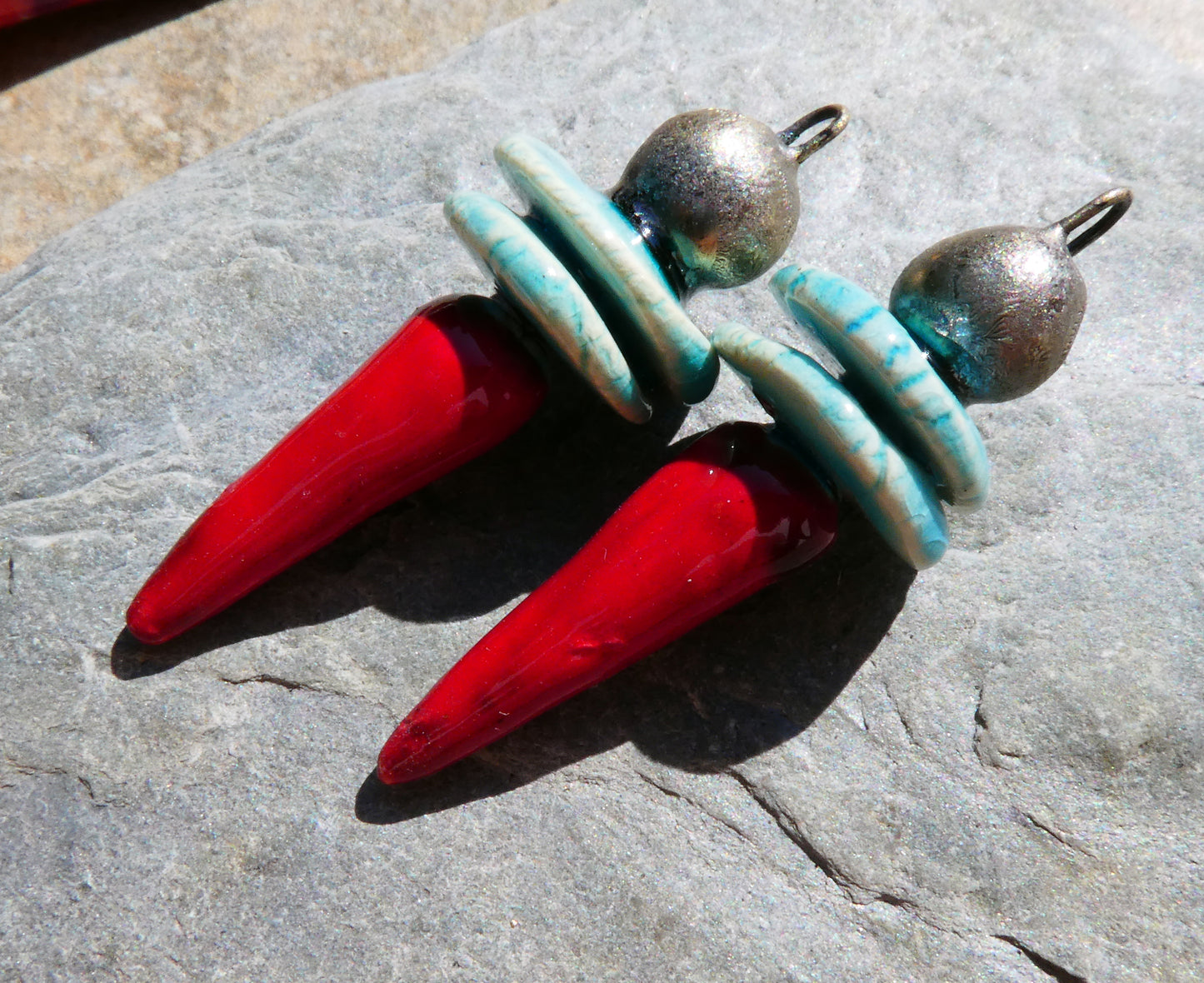 Ceramic Bobble Disc and Spike Stack Charms #7
