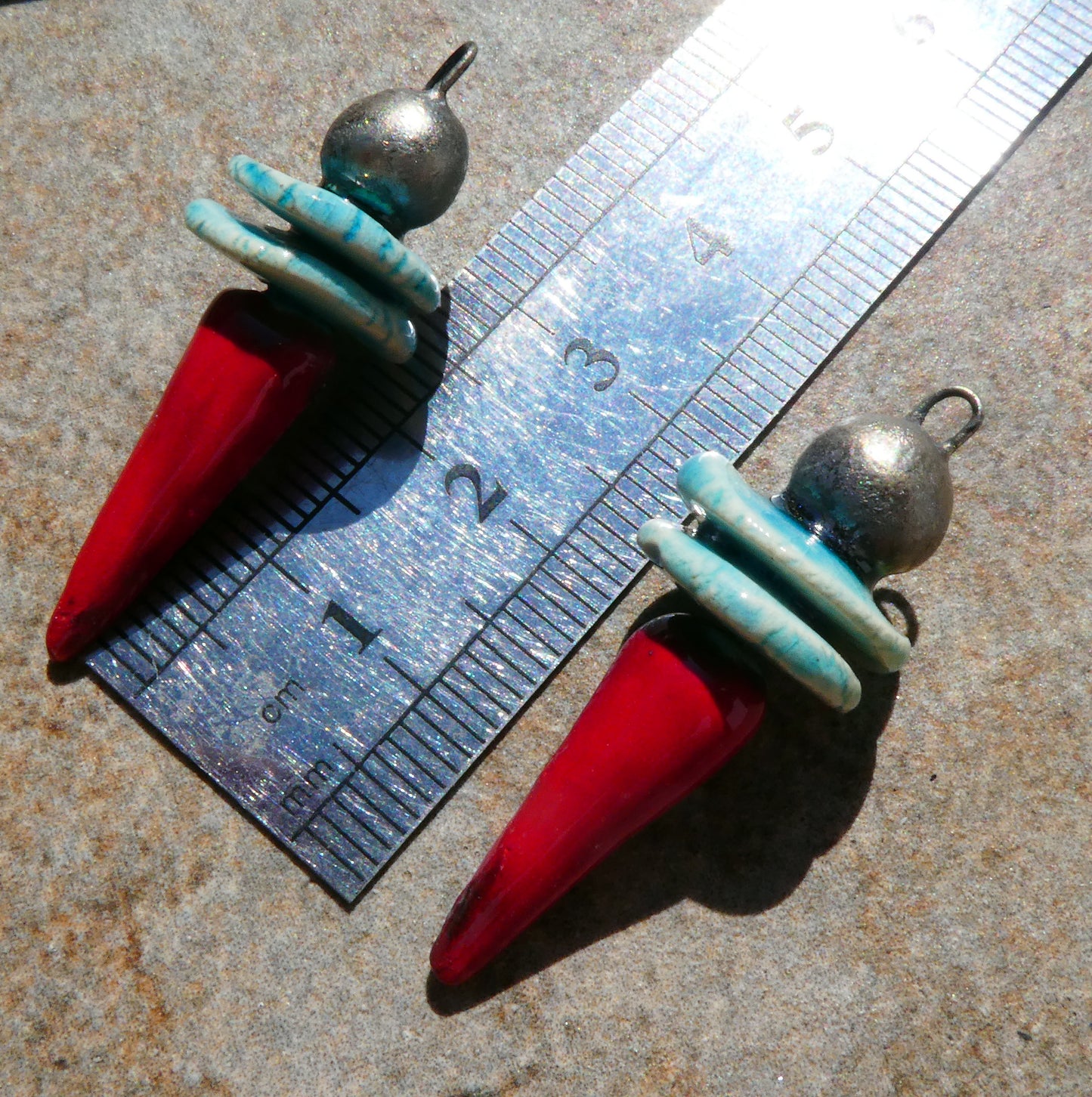 Ceramic Bobble Disc and Spike Stack Charms #7