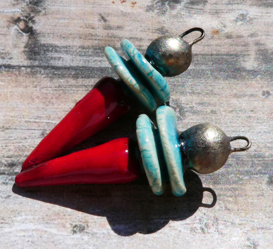 Ceramic Bobble Disc and Spike Stack Charms #7