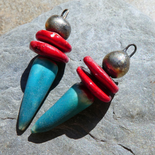 Ceramic Bobble Disc and Spike Stack Charms #4