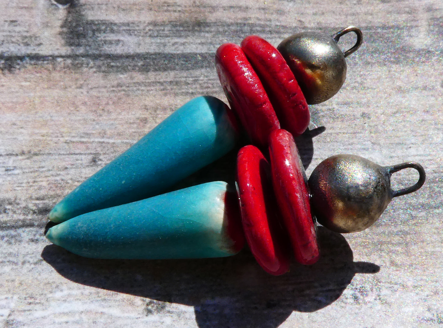 Ceramic Bobble Disc and Spike Stack Charms #4
