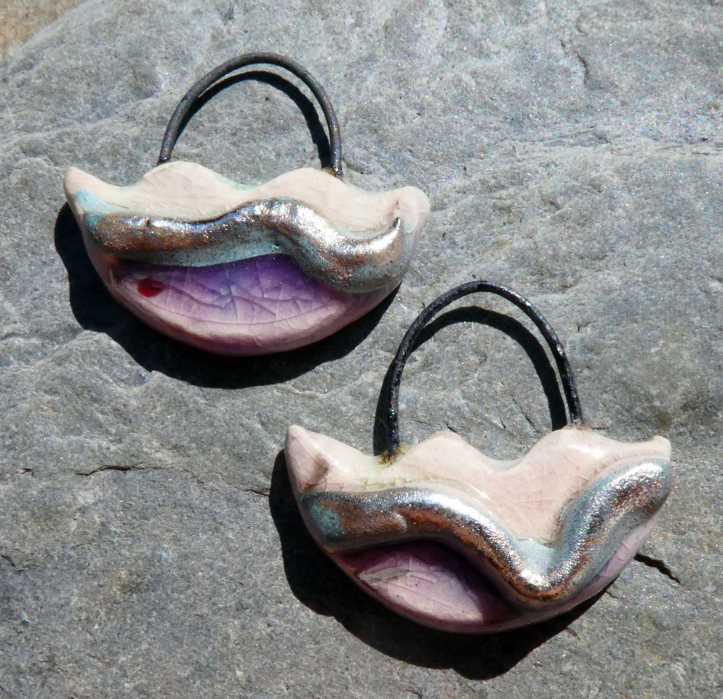Ceramic Silver Wave Charms - #1