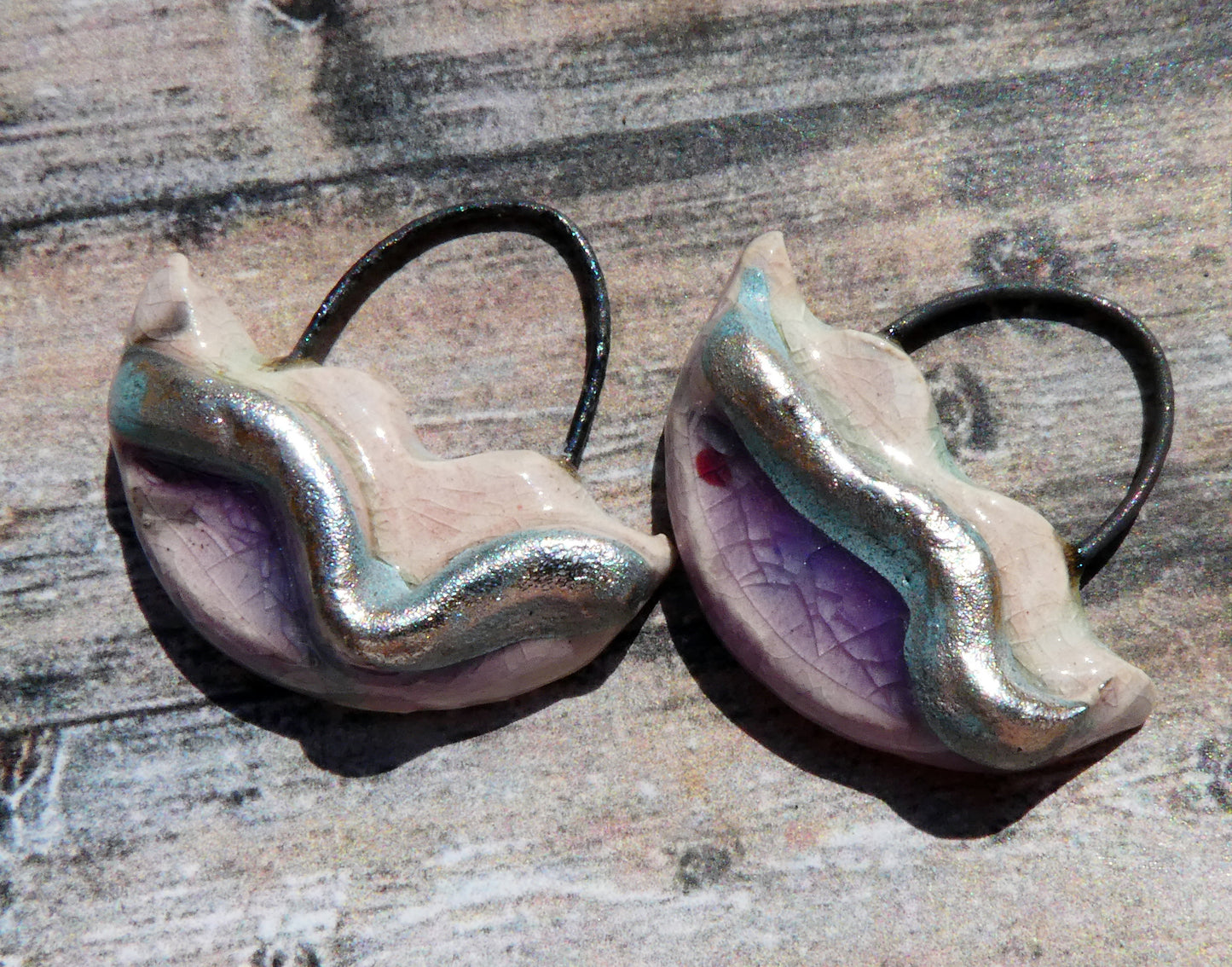 Ceramic Silver Wave Charms - #1