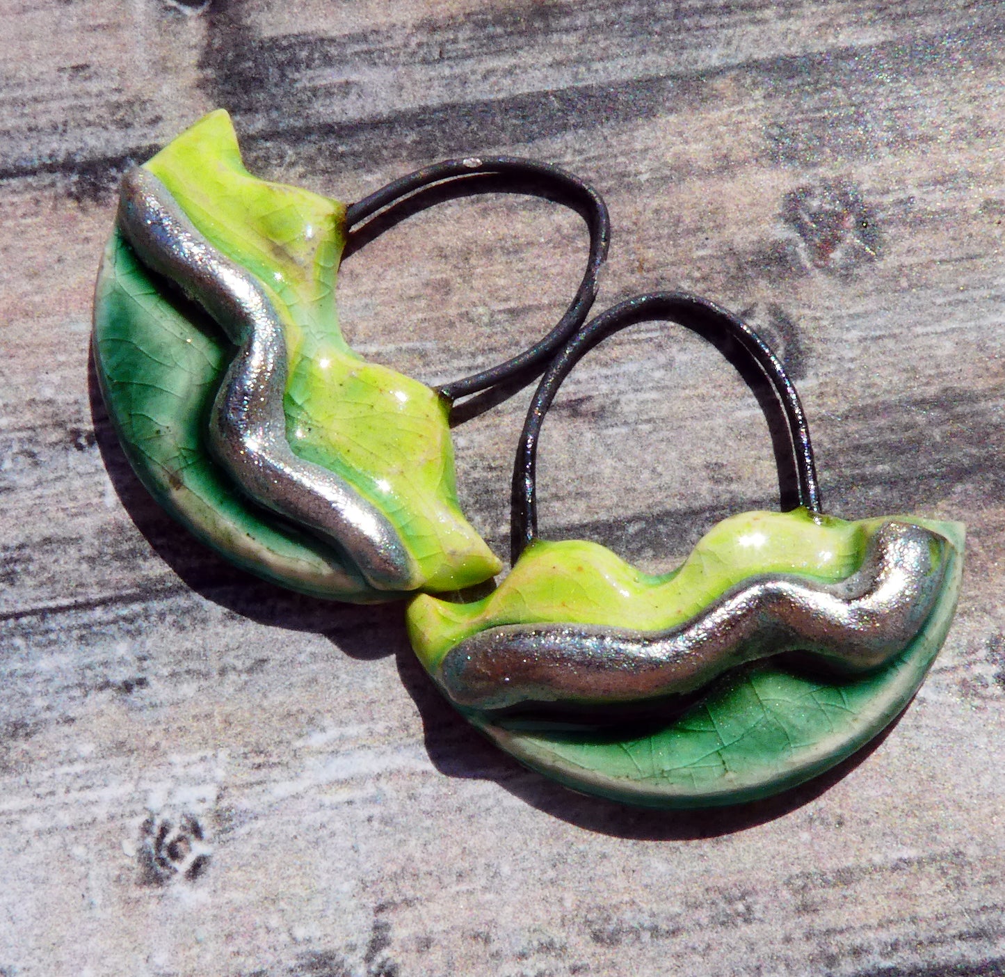 Ceramic Silver Wave Charms - #2