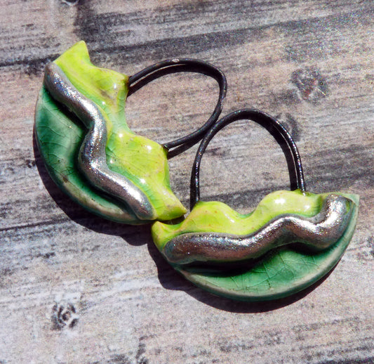 Ceramic Silver Wave Charms - #2