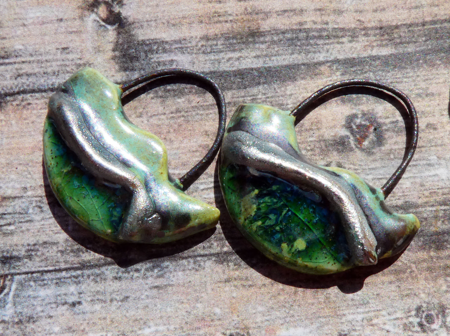 Ceramic Silver Wave Charms - #3