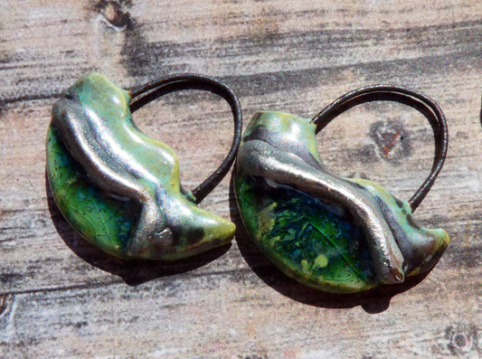 Ceramic Silver Wave Charms - #3