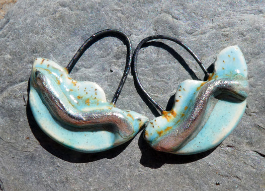 Ceramic Silver Wave Charms - #5