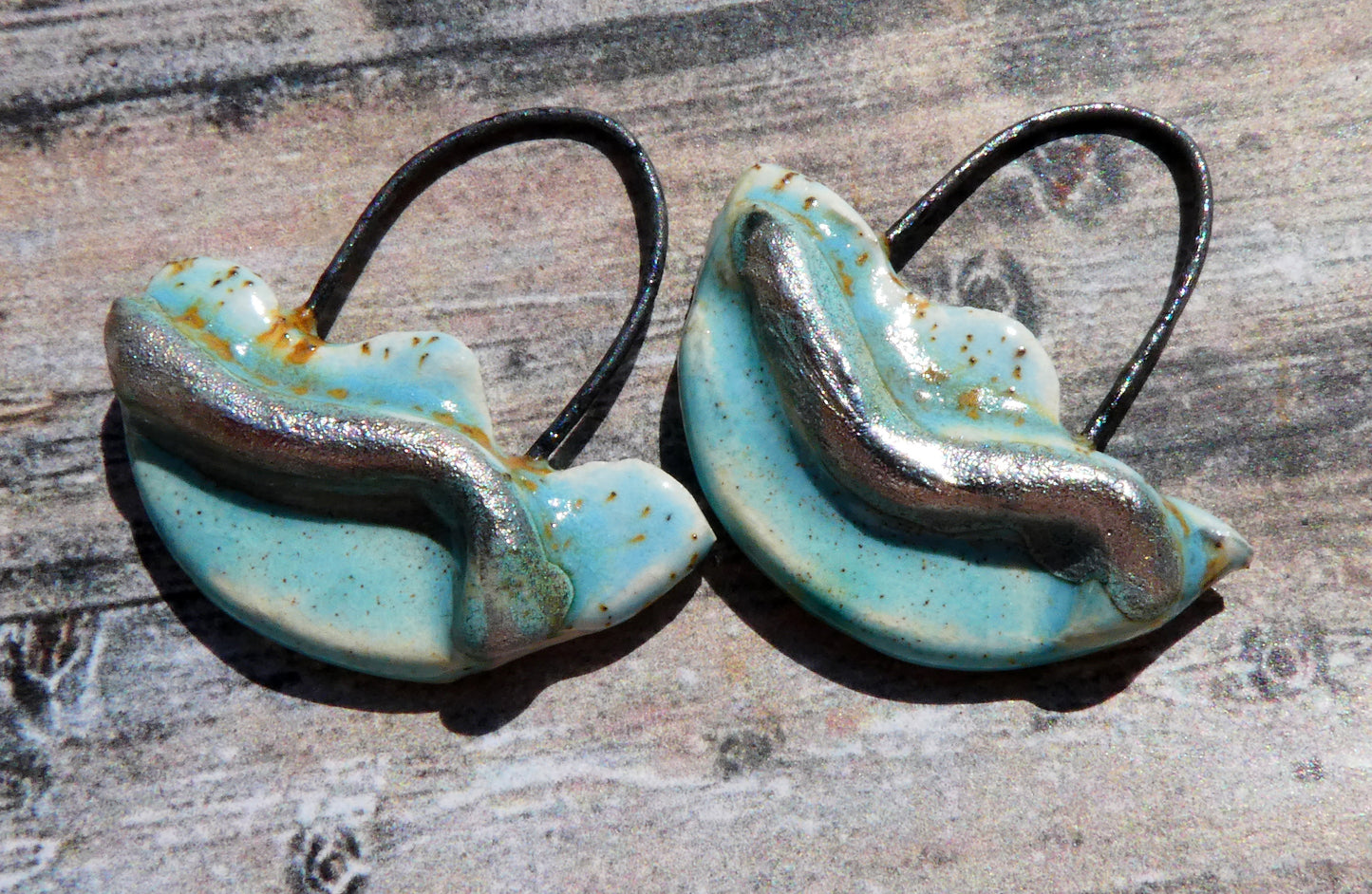 Ceramic Silver Wave Charms - #5