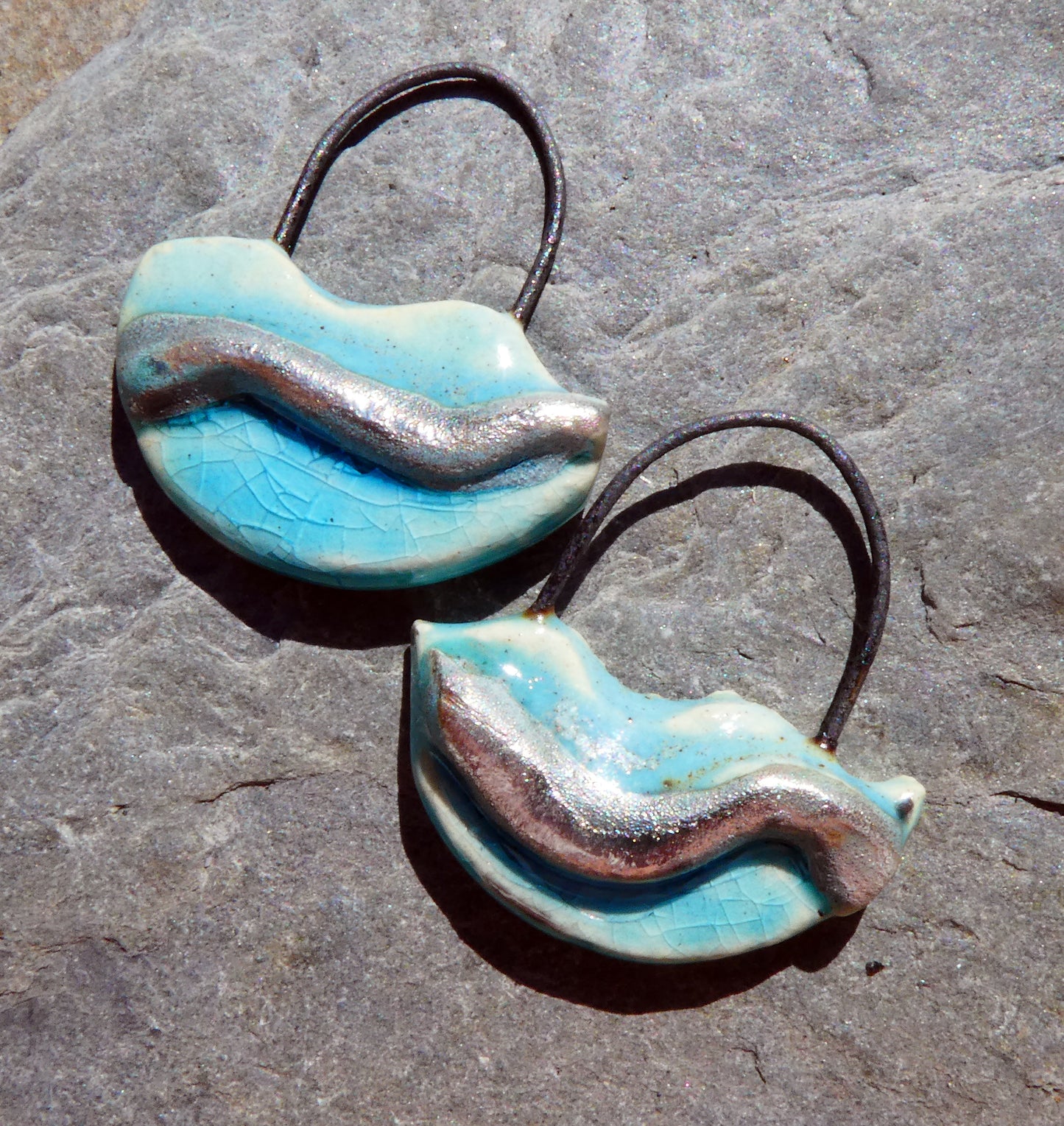 Ceramic Silver Wave Charms - #6