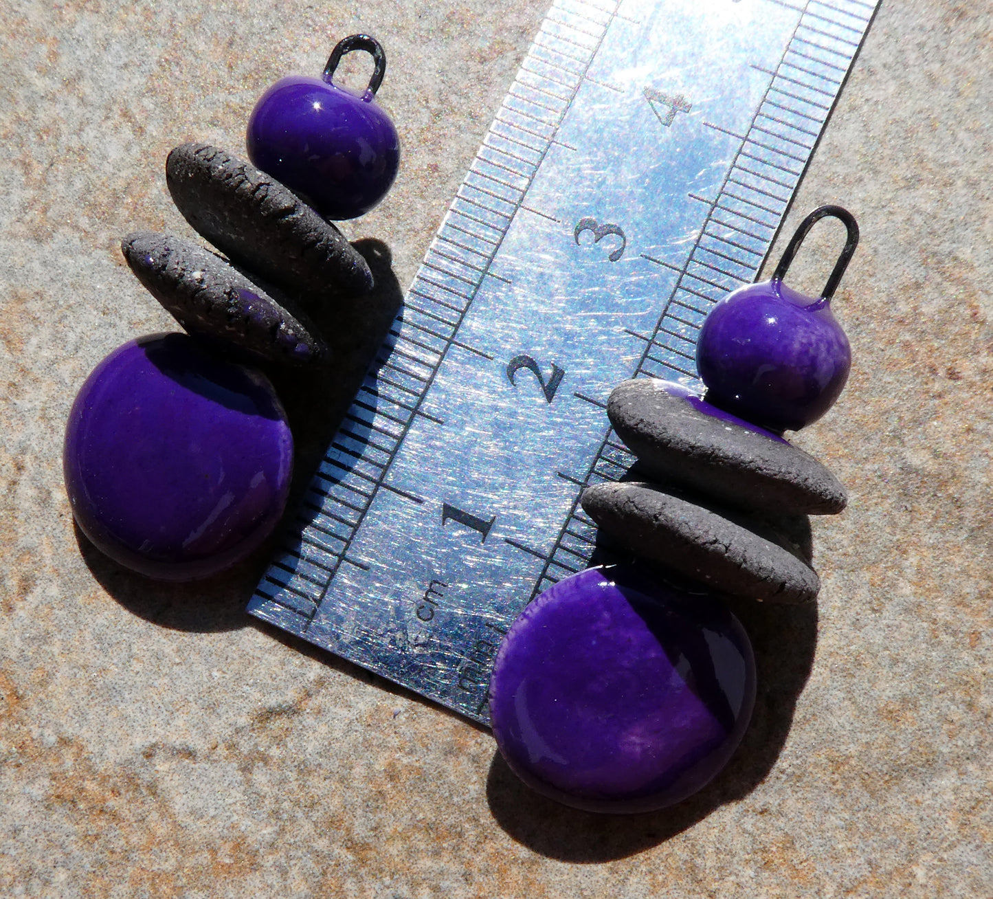 Ceramic Disc Stack Charms - Dark Purple