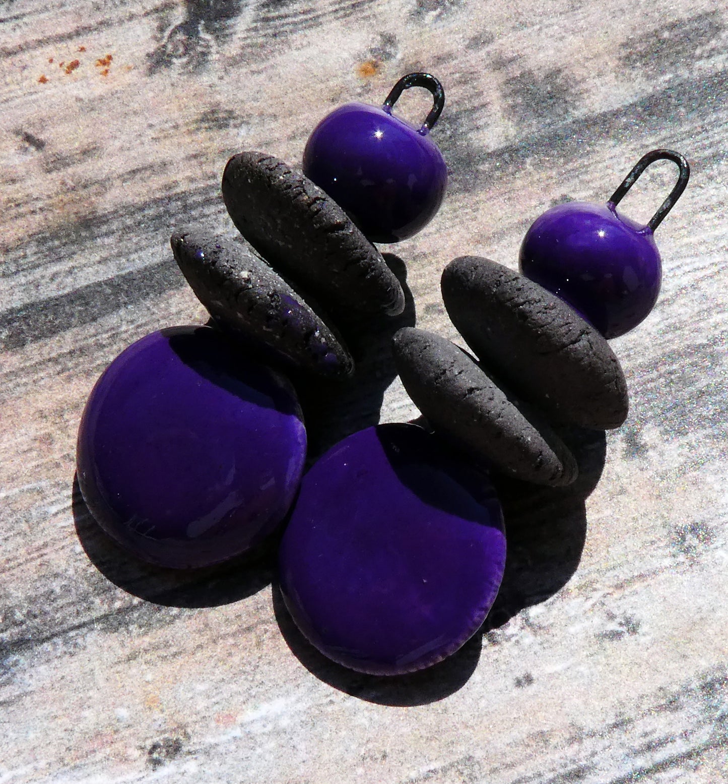Ceramic Disc Stack Charms - Dark Purple