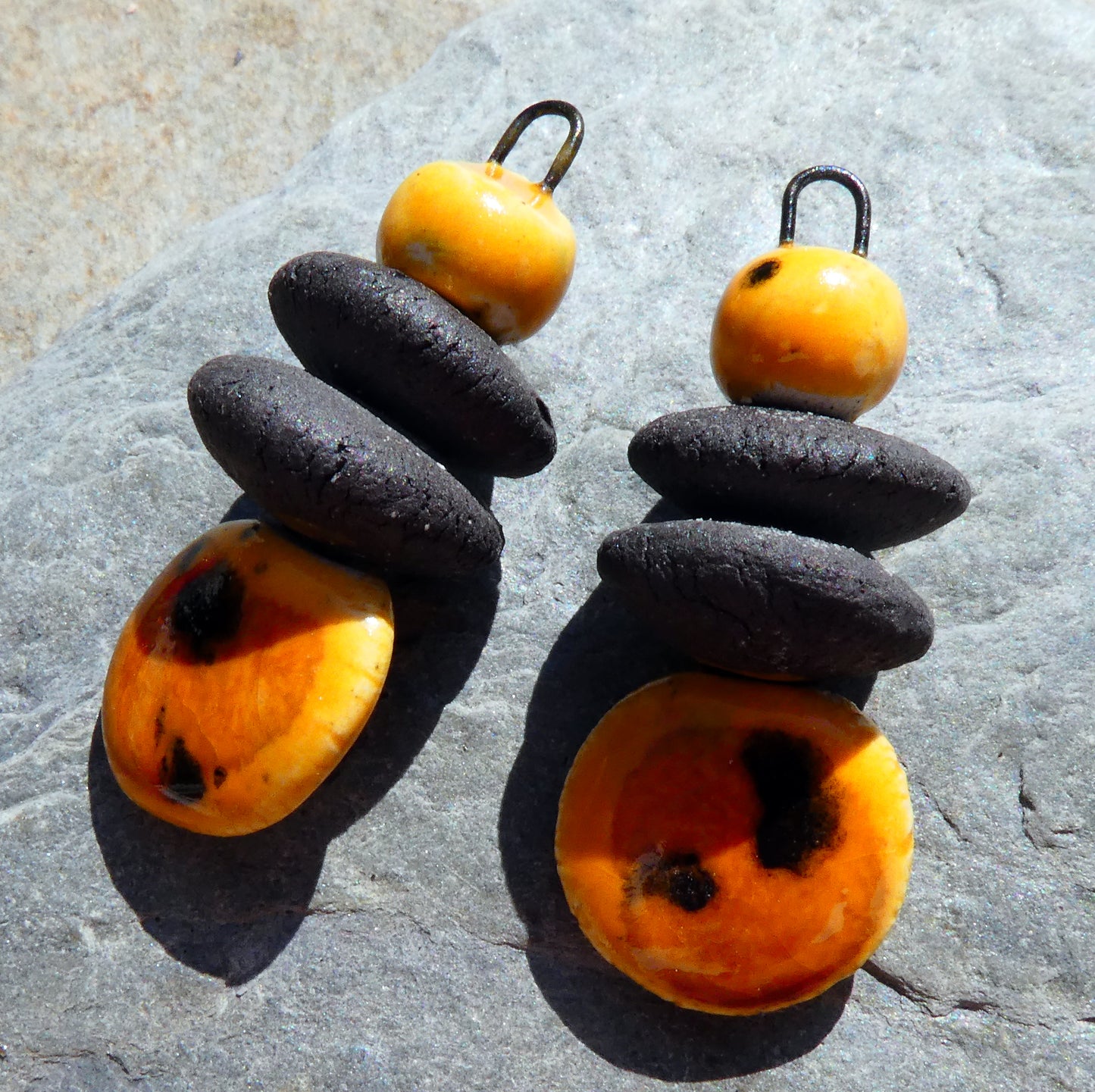 Ceramic Disc Stack Charms - Papaya