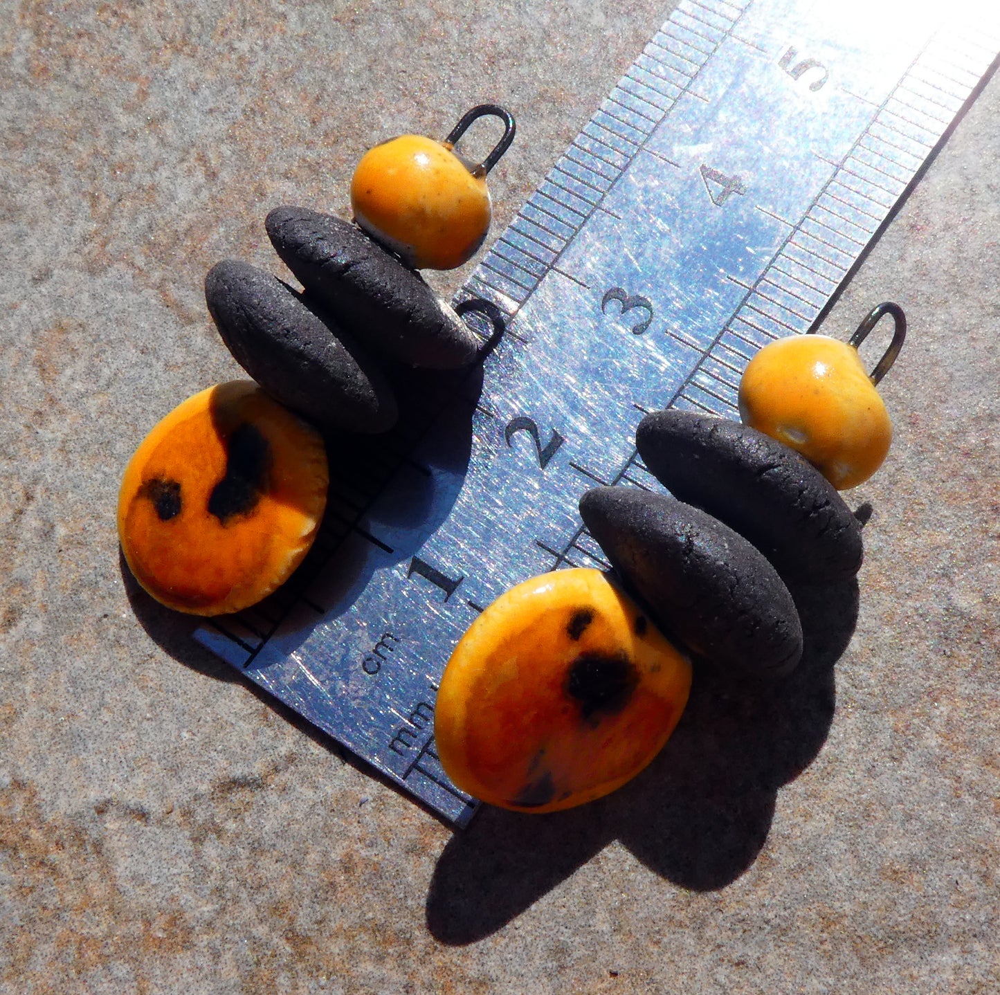 Ceramic Disc Stack Charms - Papaya