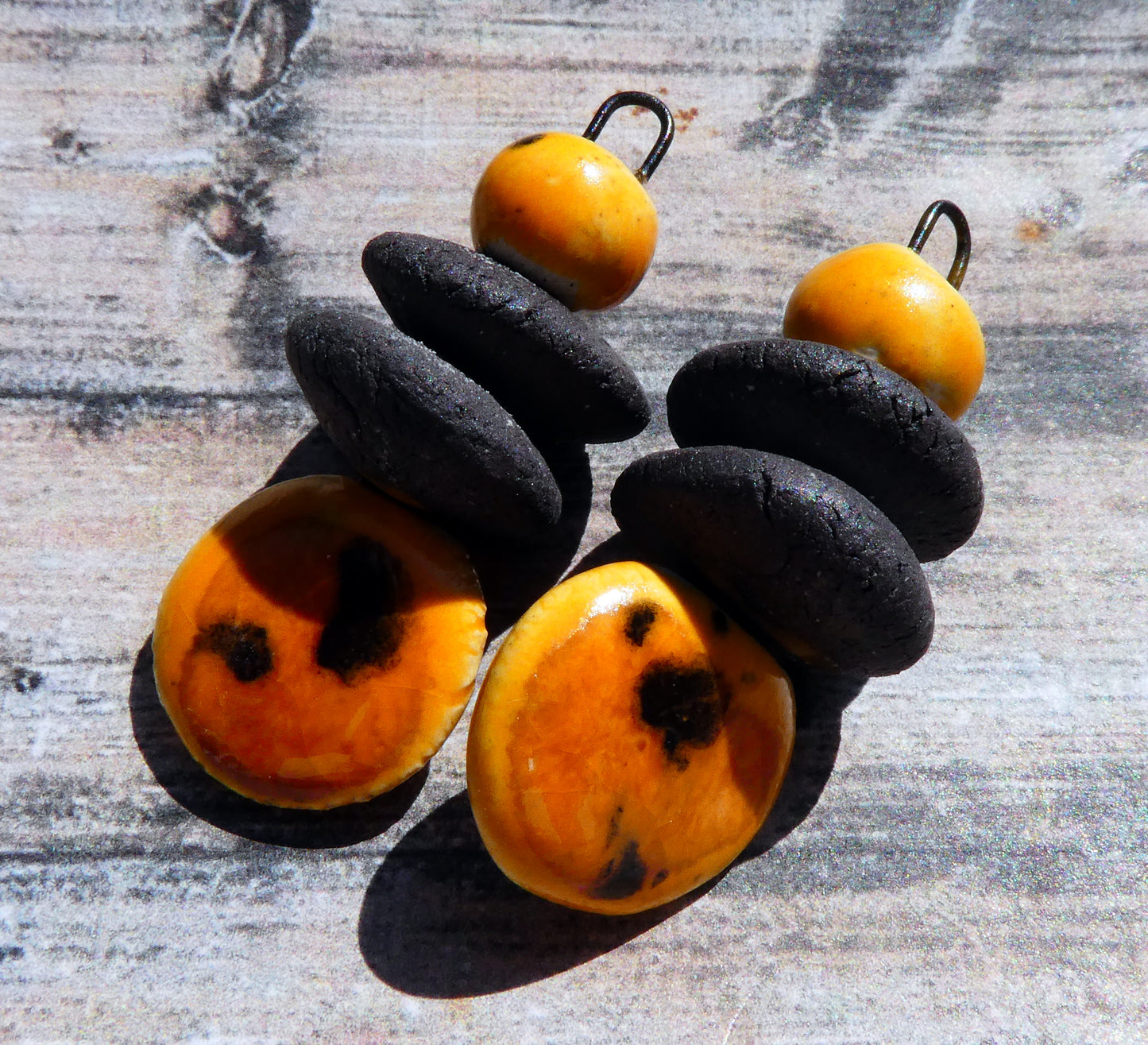 Ceramic Disc Stack Charms - Papaya