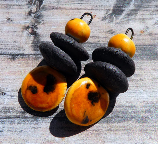 Ceramic Disc Stack Charms - Papaya