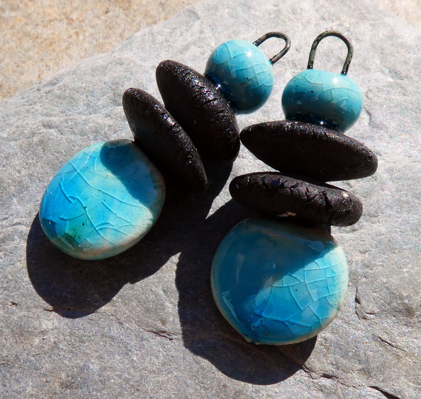 Ceramic Disc Stack Charms - Taunton Turquoise
