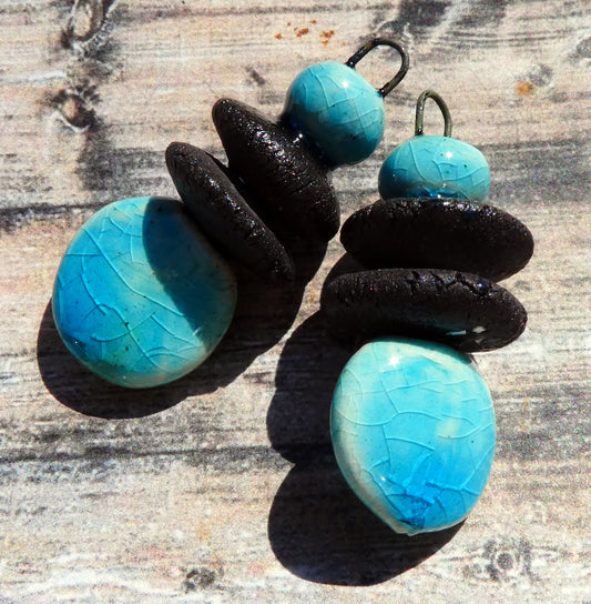 Ceramic Disc Stack Charms - Taunton Turquoise