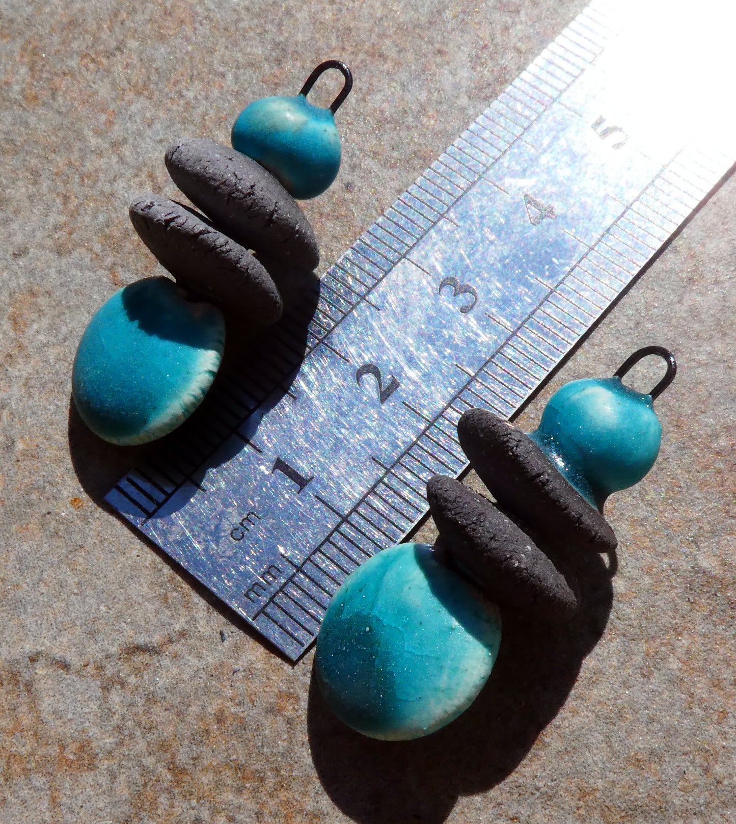 Ceramic Disc Stack Charms - Antique Turquoise