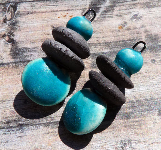 Ceramic Disc Stack Charms - Antique Turquoise